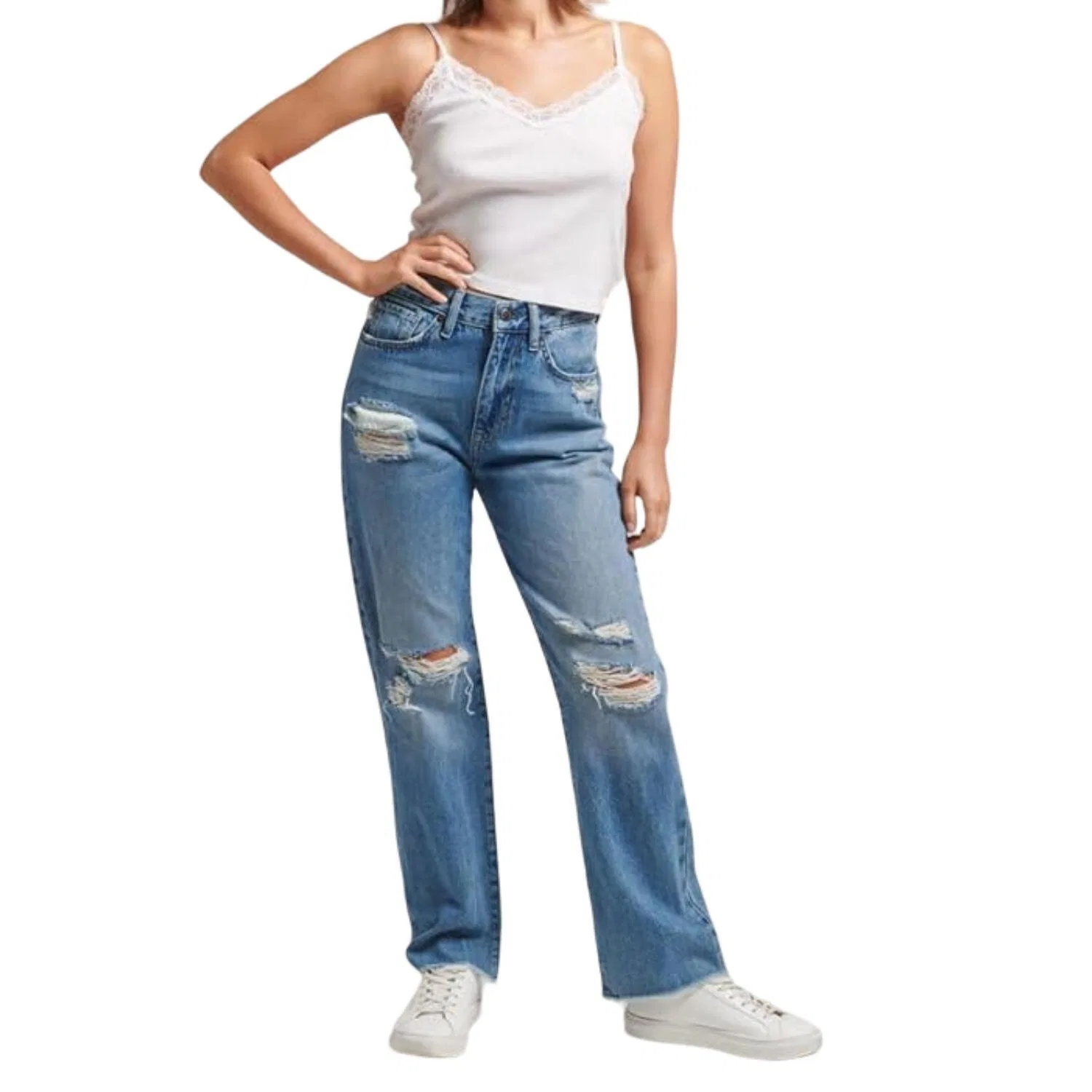 Женские джинсы с высокой посадкой Superdry High Rise Straight, Blue