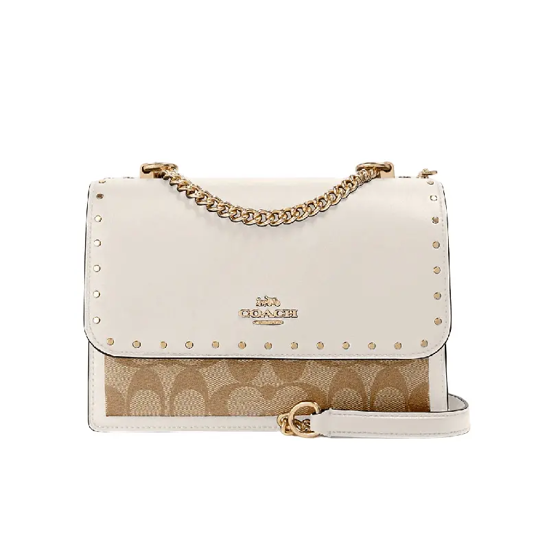 

Сумка Coach Outlet Klare Crossbody In Signature Canvas With Rivets, коричневый/белый