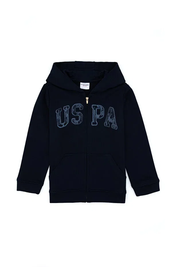 Детское худи для девочек с пайетками и вышивкой U.S. Polo Assn., Navy Blue