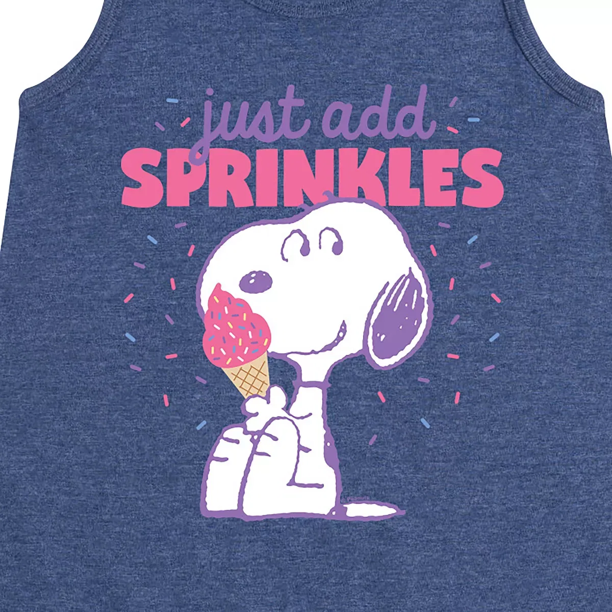 Детское платье-трапеция без рукавов с принтом Just Add Sprinkles Peanuts, Heather Navy — фото 2