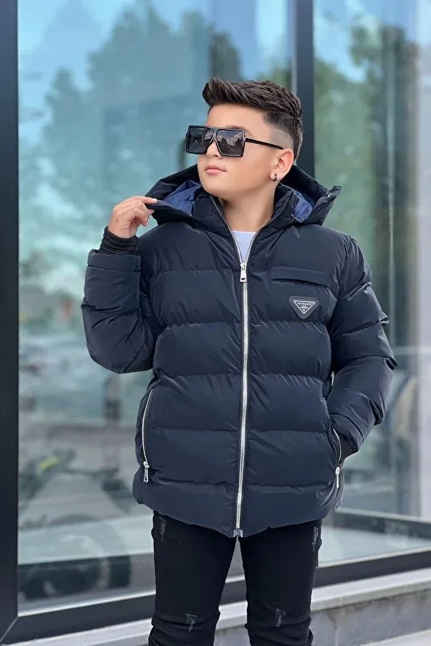 Детское пальто для девочек с капюшоном Pina Kids, Navy Blue