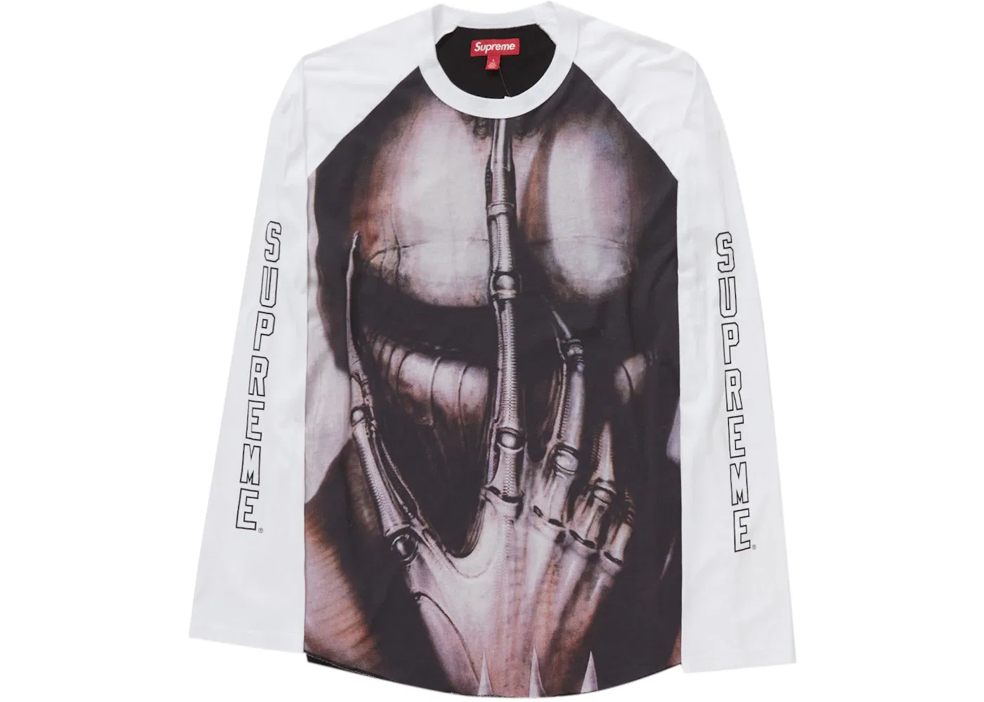 Мужская футболка с длинным рукавом Supreme H.R. Giger Raglan L/S Top, White