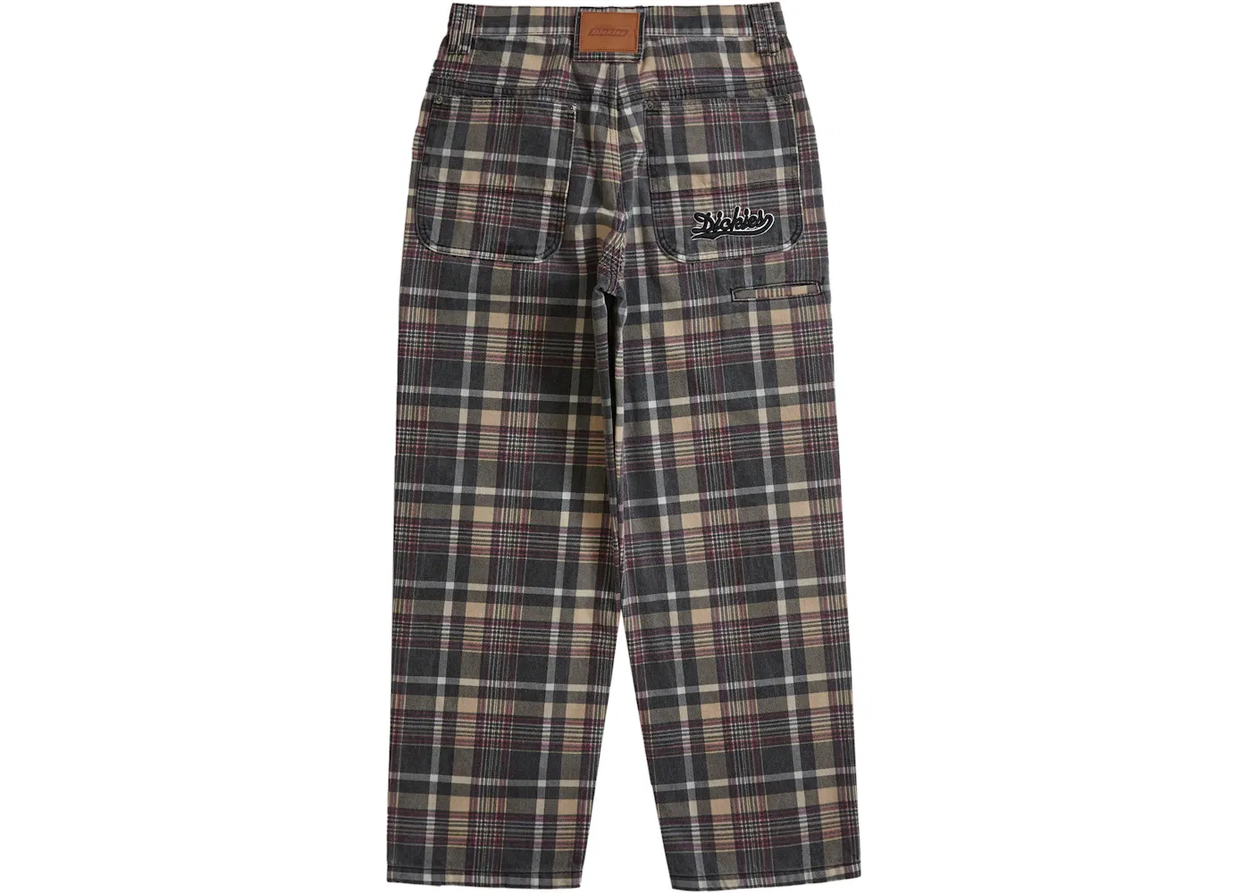 Мужские джинсы с принтом Supreme Dickies Double Knee Baggy Jean Brown Plaid, Black Plaid — фото 2