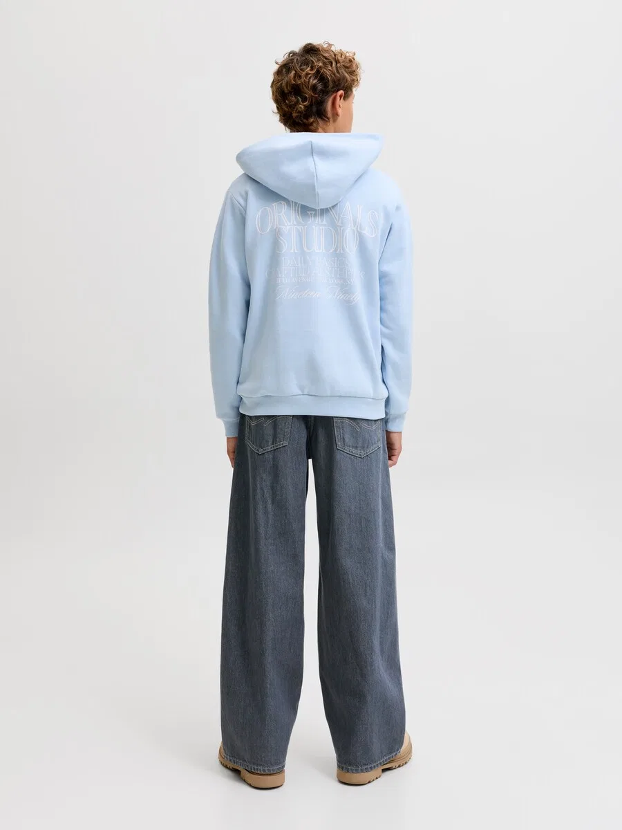 Джинсы Jack & Jones Junior Wide leg Jeans 'JJIDAVE JJORIGINAL' дымчато-синего цвета — фото 4