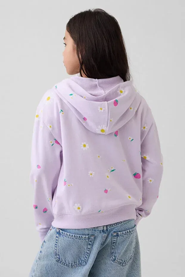 Детское для девочек свитшот свободного кроя с капюшоном Gap, Purple — фото 4