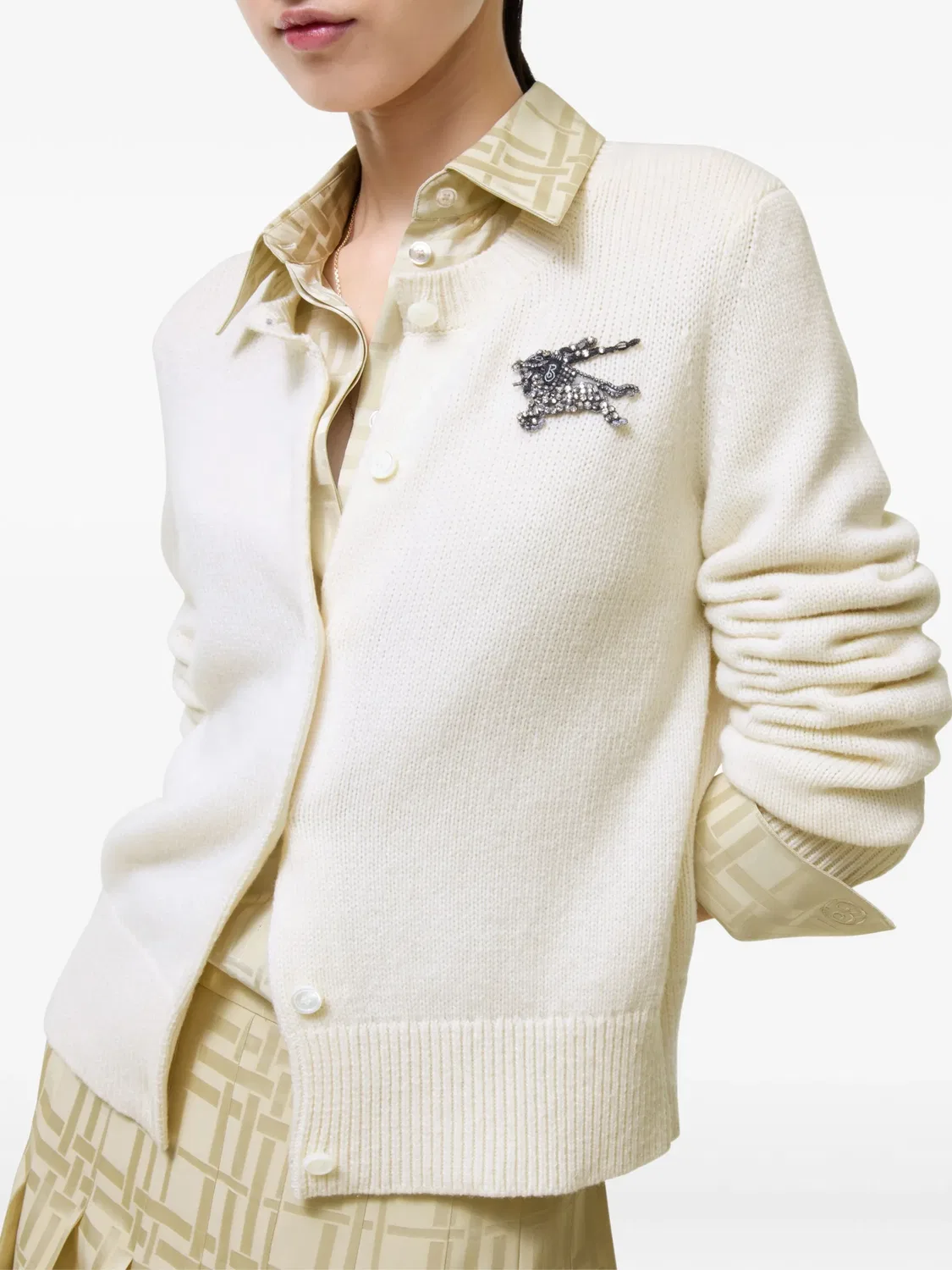 Кашемировый кардиган Knight Burberry, нейтральные цвета — фото 3