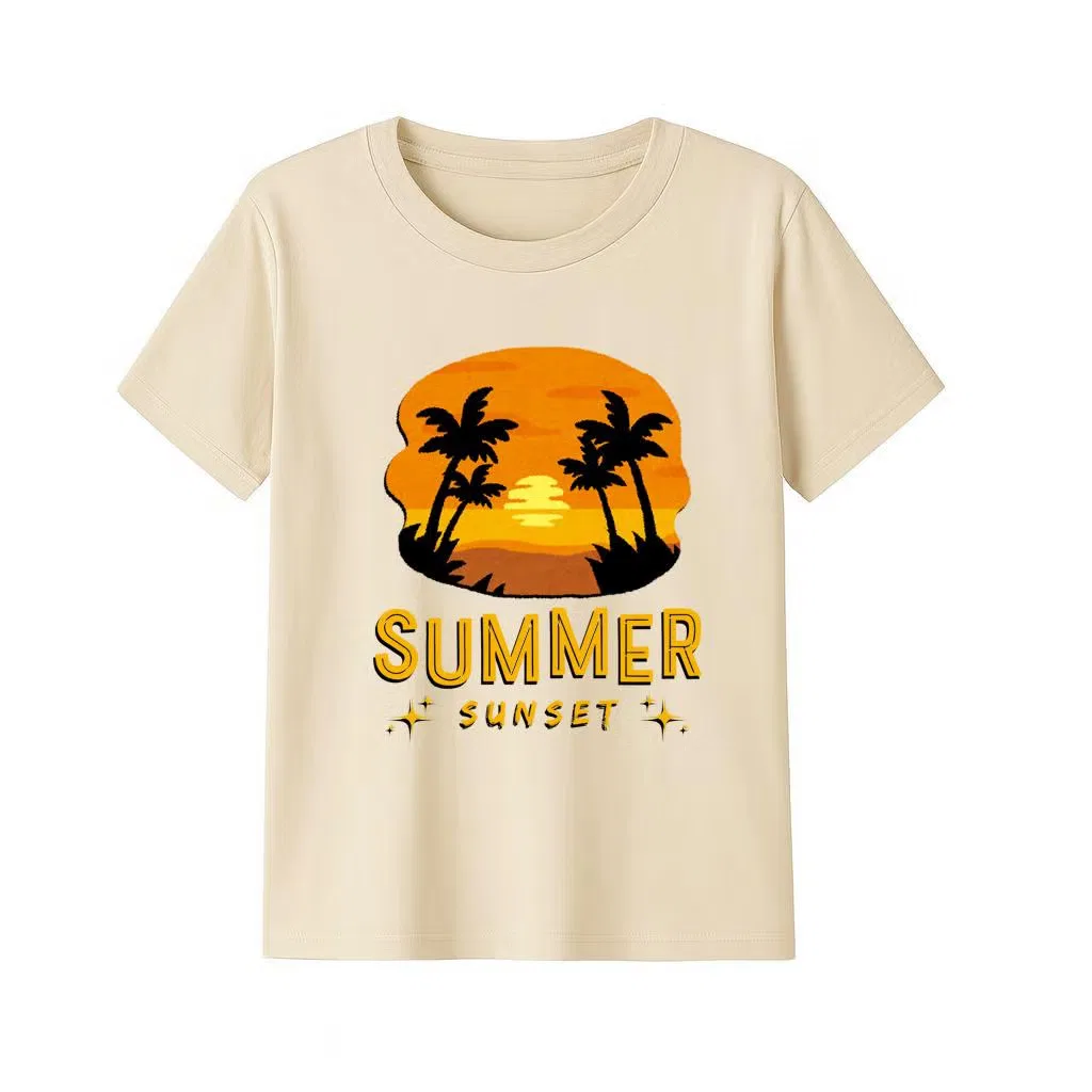Футболка с принтом Summer Sunset Palm Tree Yoo Street, бежевый