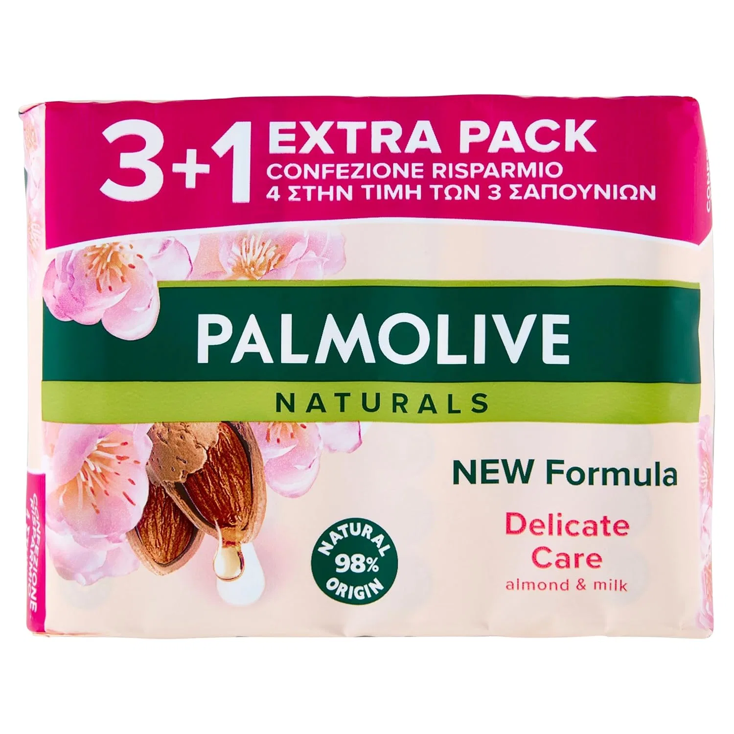Мыло твердое Palmolive Milk and Almond, 4 x 90 г, 360 г