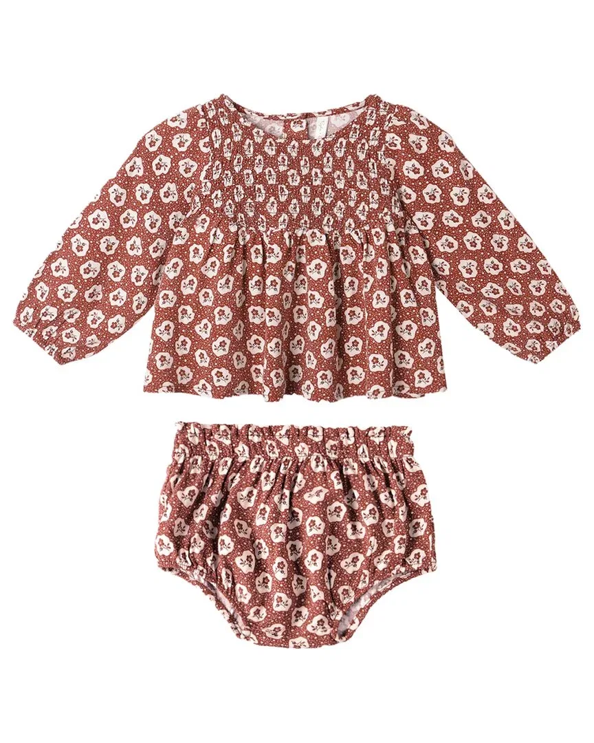 Детский комплект блузы и шорт с пышными рукавами Sophia Top & Bloomer Set Rylee + Cru, красный — фото 2