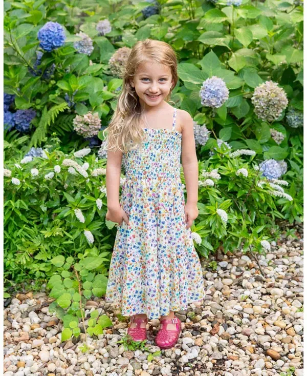 Детское платье для девочек с принтом Lila Dress Printed Tiered Smocked Dress Change Of Scenery, Wildflower Fields — фото 4