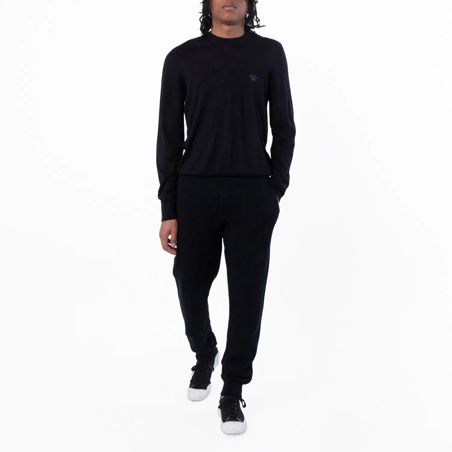 Свитер с вышивкой Medusa из смесовой шерсти Versace, Black — фото 4