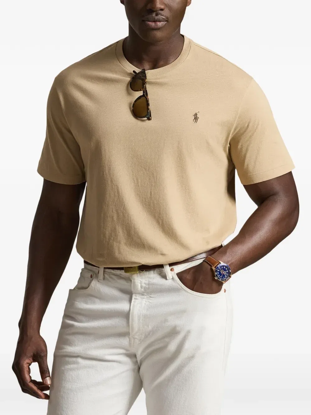 Футболка с логотипом и вышивкой Polo Ralph Lauren, коричневый — фото 3