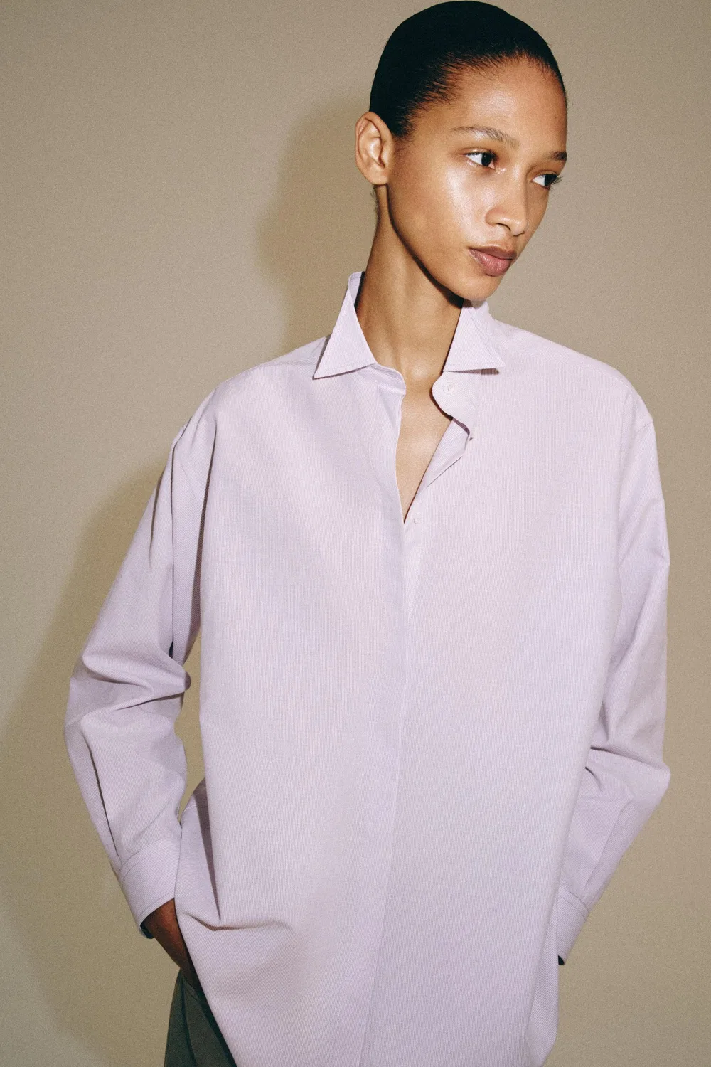 Полосатая рубашка из коллекции ZW ZARA, Mauve — фото 2