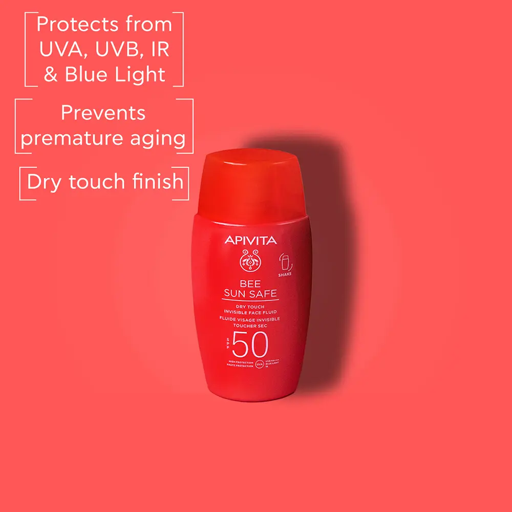 Солнцезащитный крем Bee Sun Safe Fluido Facial Invisible Toque Seco Spf 50 Un Protector Solar No Graso Apivita, 50 мл — фото 2
