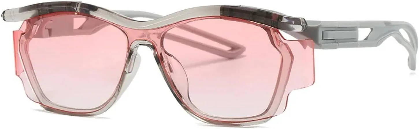 

Винтажные солнцезащитные очки с изогнутыми линзами для женщин и мужчин в стиле панк, для активного отдыха, велоспорта и других видов спорта TVTBBVV, Gray Pink