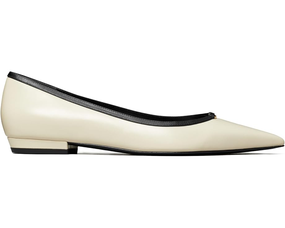 Туфли на плоской подошве Tory Burch Double T Buckle Pointed Toe Flats, цвет Light Cream/Perfect Black — фото 3