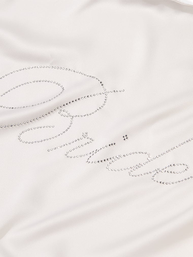 Короткий атласный халат с декором для невесты Victoria'S Secret, coconut white — фото 4
