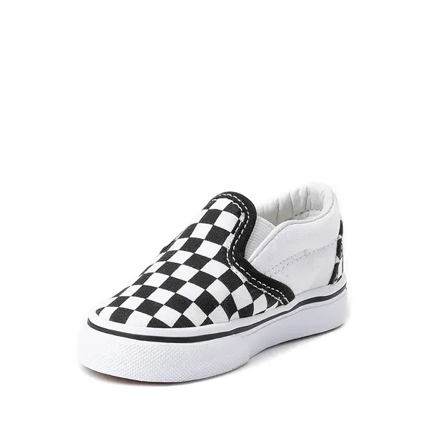 Слипоны для скейтбординга Vans без шнуровки в шахматном порядке — для малышей, черно-белый — фото 3