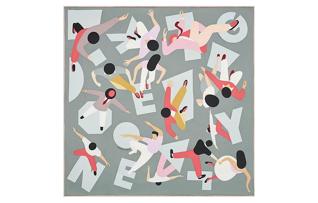 

HERMES Шелковый шарф Kelly для женщин, серый