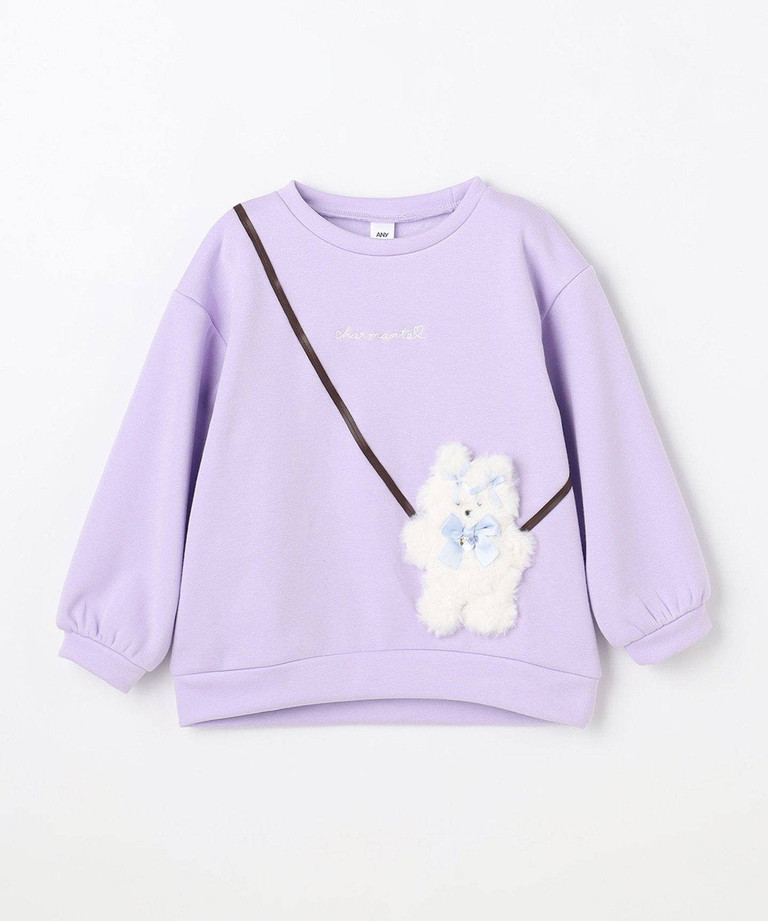 Толстовка Animal Pochette на флисовой подкладке ANY KIDS, Lavender x Cat [082] — фото 3