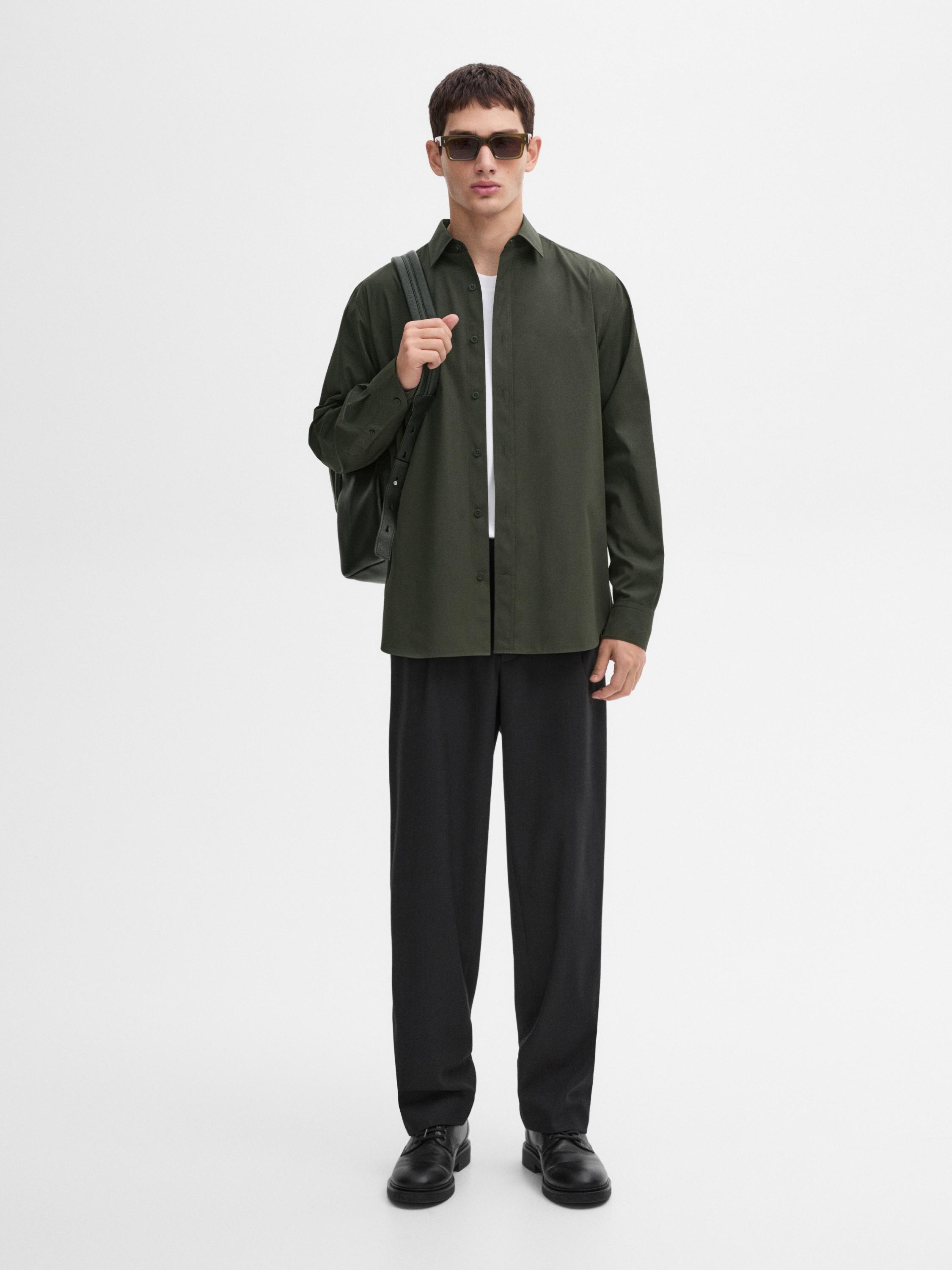 

Рубашка из 100% хлопкового поплина Massimo Dutti, зеленый