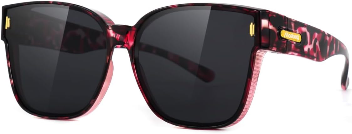 

Поляризованные солнцезащитные очки Meeloog для женщин и мужчин, увеличенного размера, квадратной формы, защита от ультрафиолета UV400, для вождения, MST0092, P1 Red Tortoise Frame/Dark Grey Lens