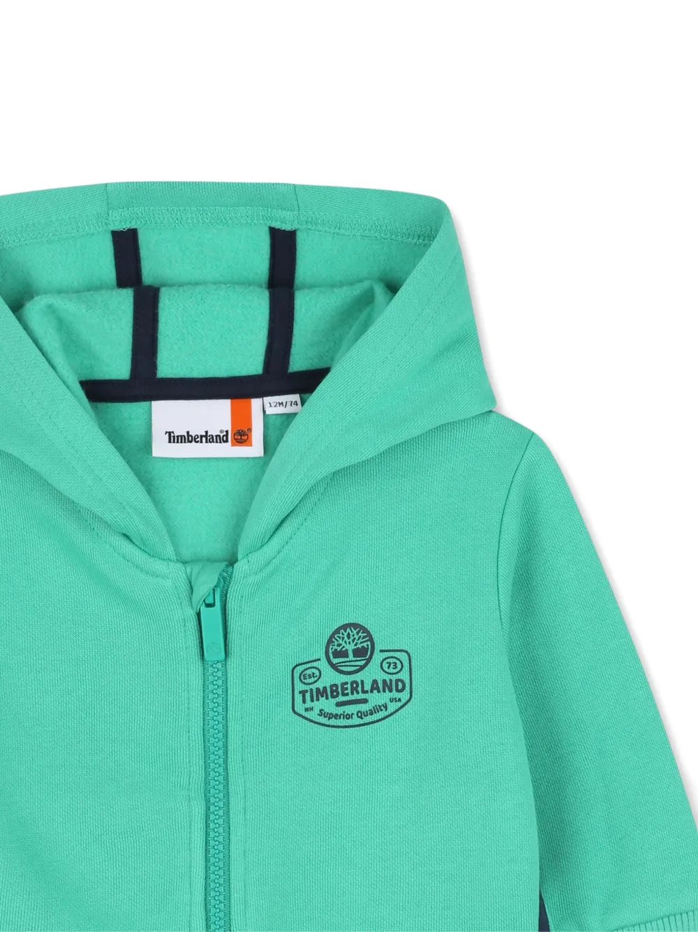 Толстовка с капюшоном на молнии с логотипом Timberland Kids, зеленый — фото 3