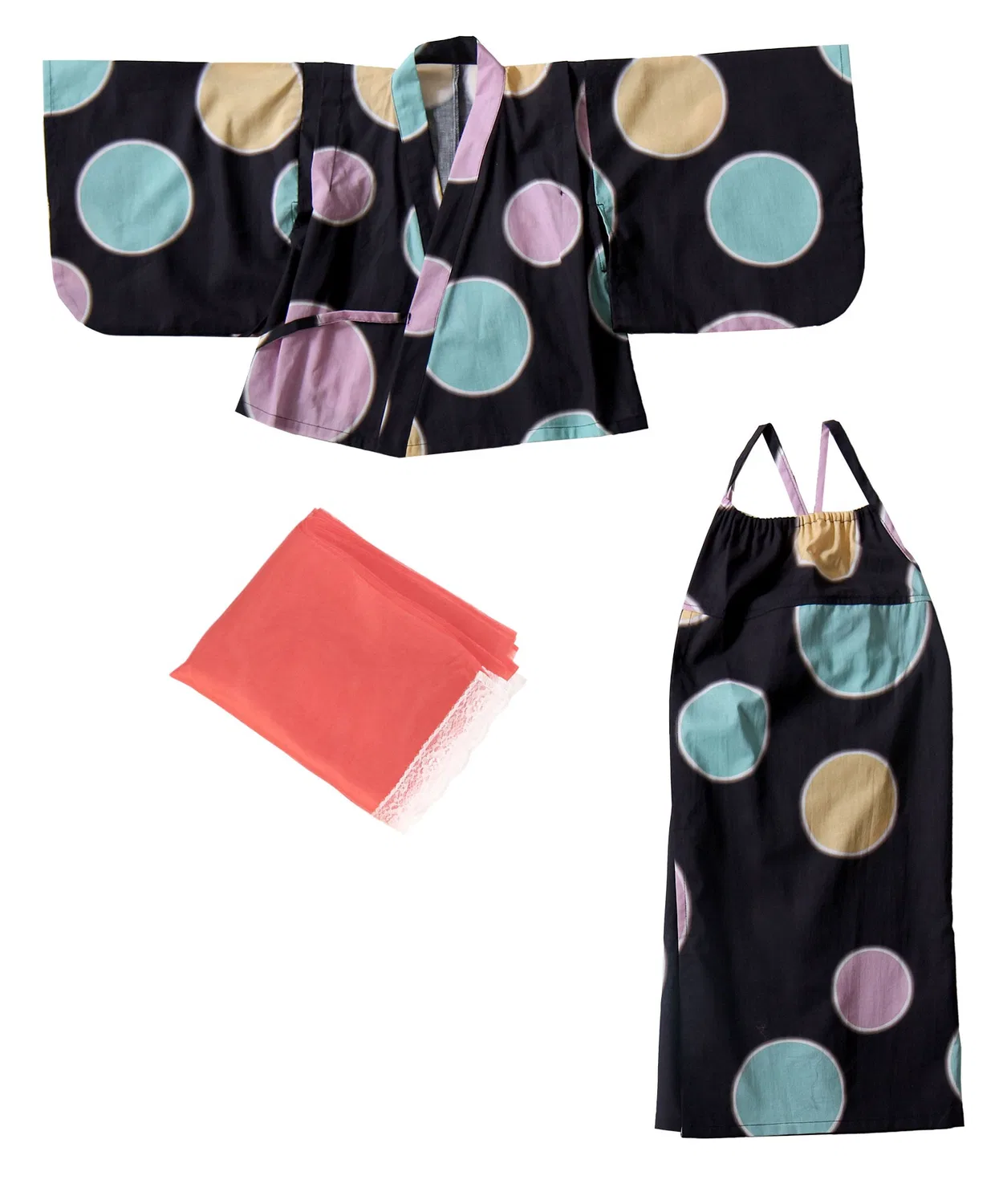 Детский раздельный комплект юката 2WAY 3 предмета, хлопок 100%, бежевый — фото 3