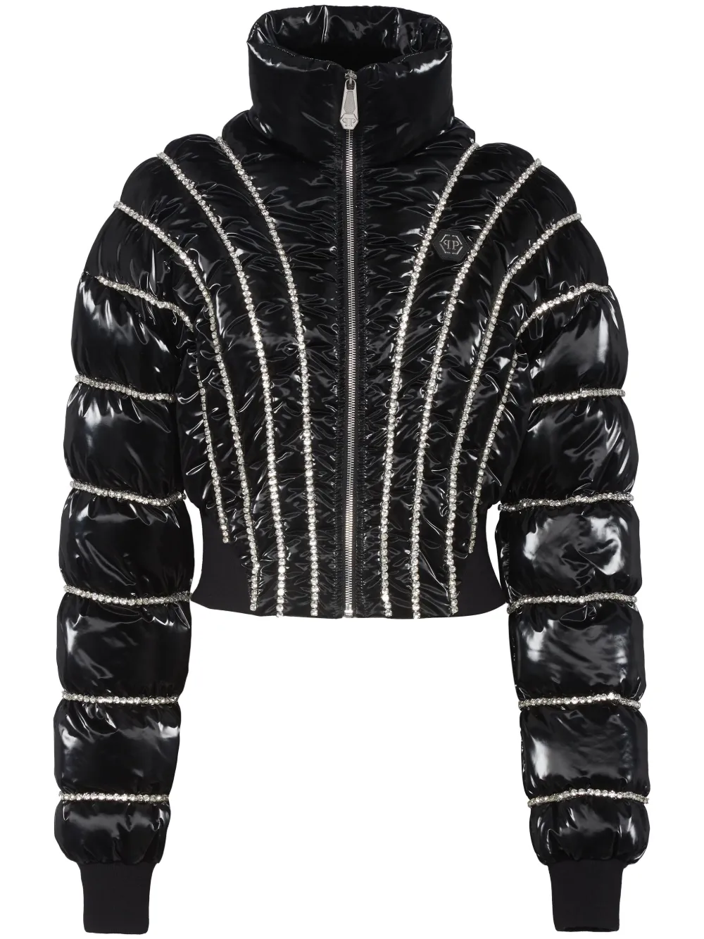 

Пуховик с кристаллами Philipp Plein, черный