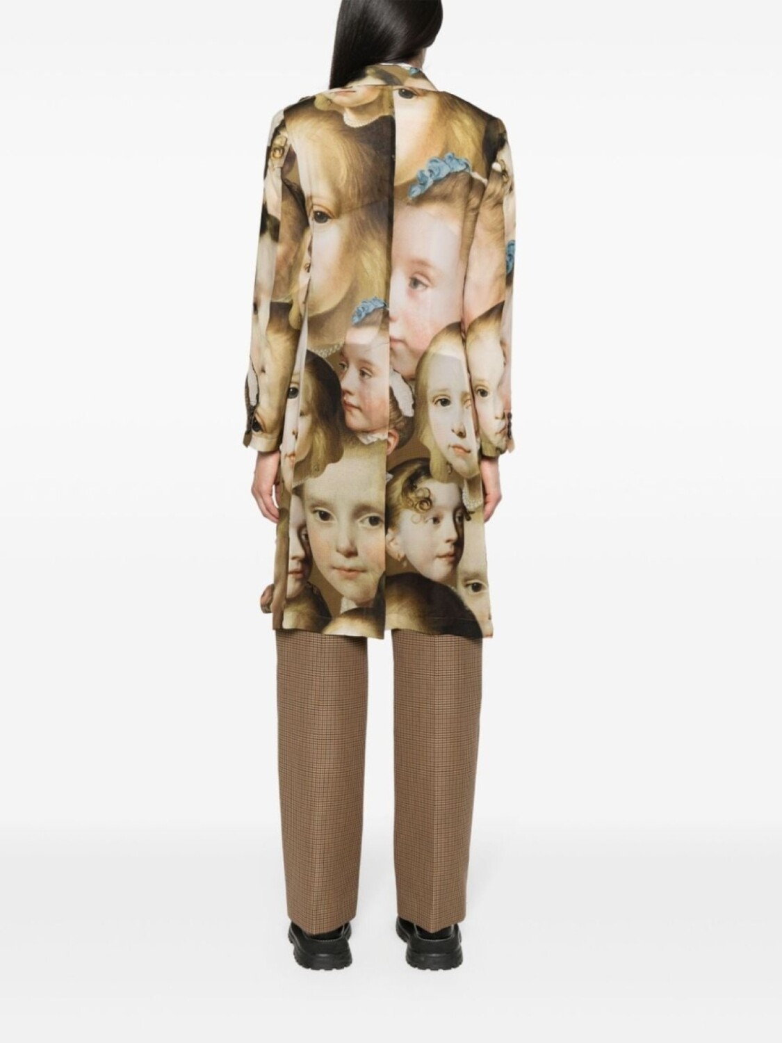 Пальто миди с принтом и сборками Comme Des Garçons, зеленый — фото 3