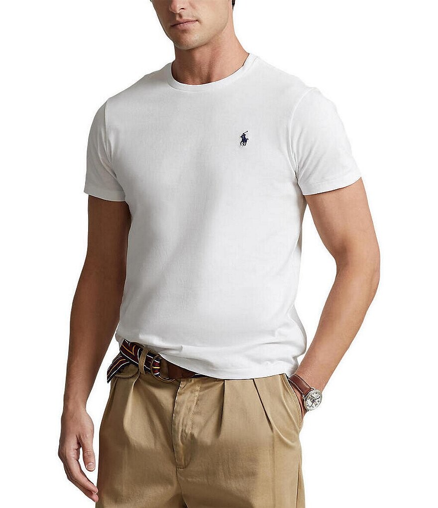 

Облегающая трикотажная футболка Polo Ralph Lauren с короткими рукавами и круглым вырезом, белый