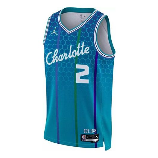 

Спортивная футболка men's retro basketball jersey/vest sw fan edition 21-22 season charlotte hornets lonzo ball no. 2 blue Air Jordan, синий