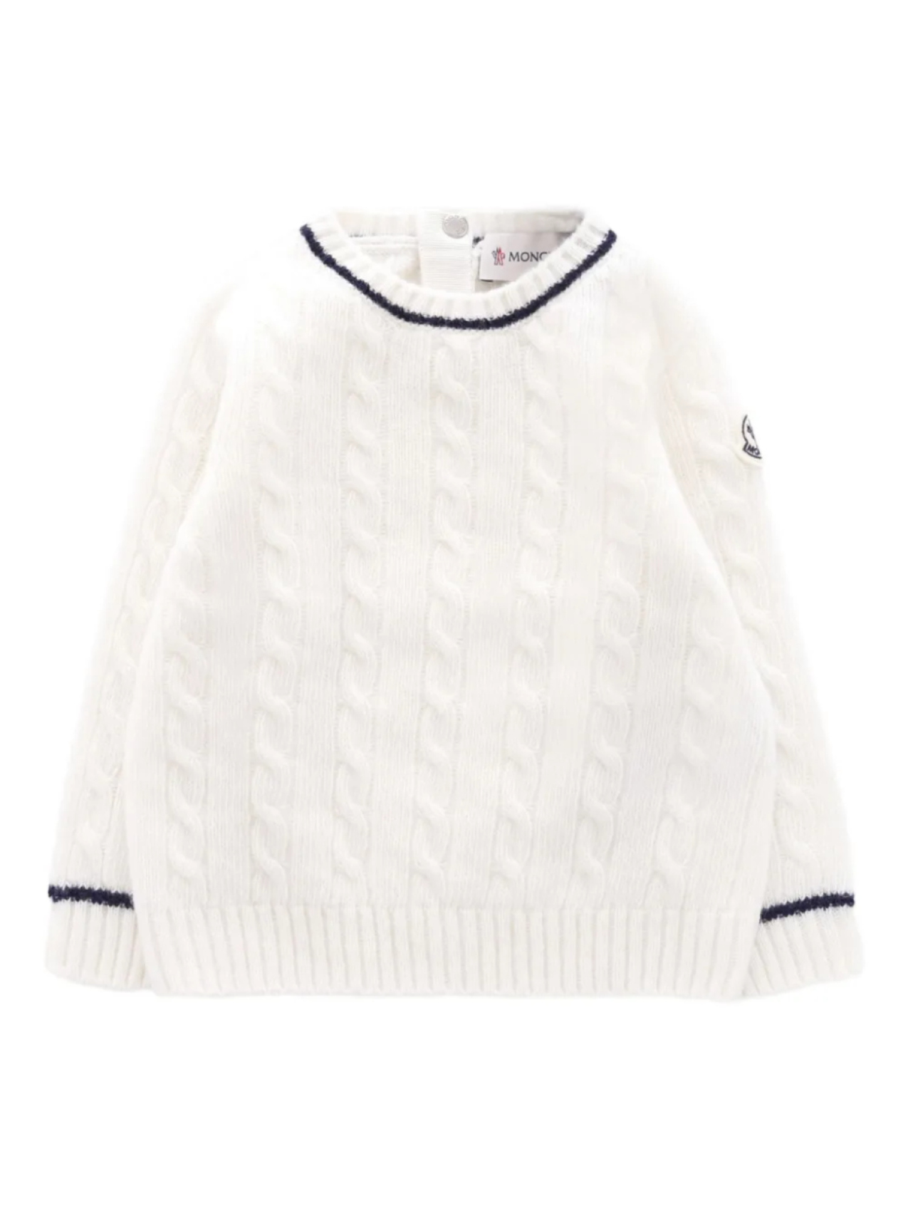 

Moncler Enfant свитер с косичной вязкой и логотипом-нашивкой, белый