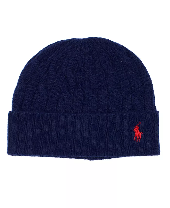 

Мужская классическая шапка с узором "косичка" Polo Ralph Lauren, синий