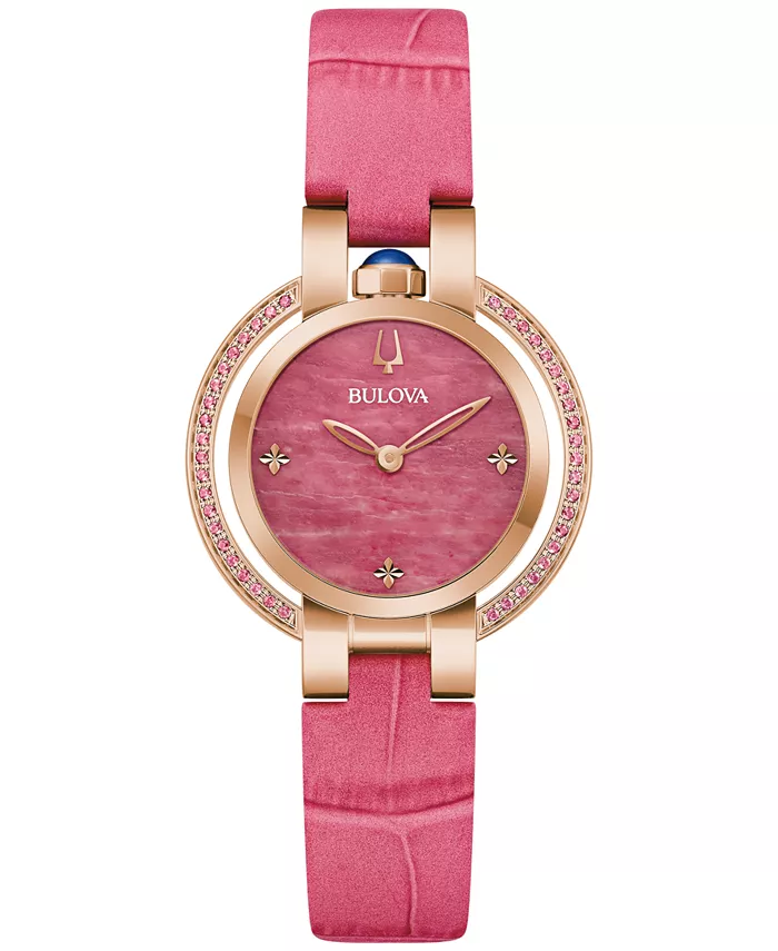 

Женские наручные часы Rubaiyat с розовым кожаным ремешком 31 мм, 150-летие Bulova