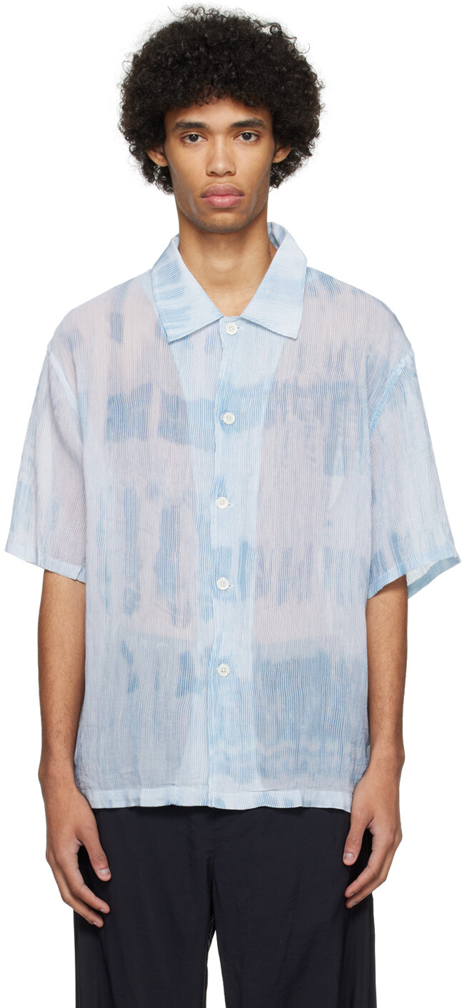 

Синяя рубашка-коробочка Our Legacy, цвет Blue brush stroke print