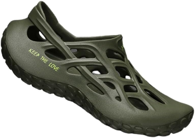 

Мужские комфортные спортивные сандалии без застежки - дышащие и противоскользящие, подходят для активного отдыха и вождения, модная пляжная обувь, изготовлена из материала EVA Hoalox, зеленый