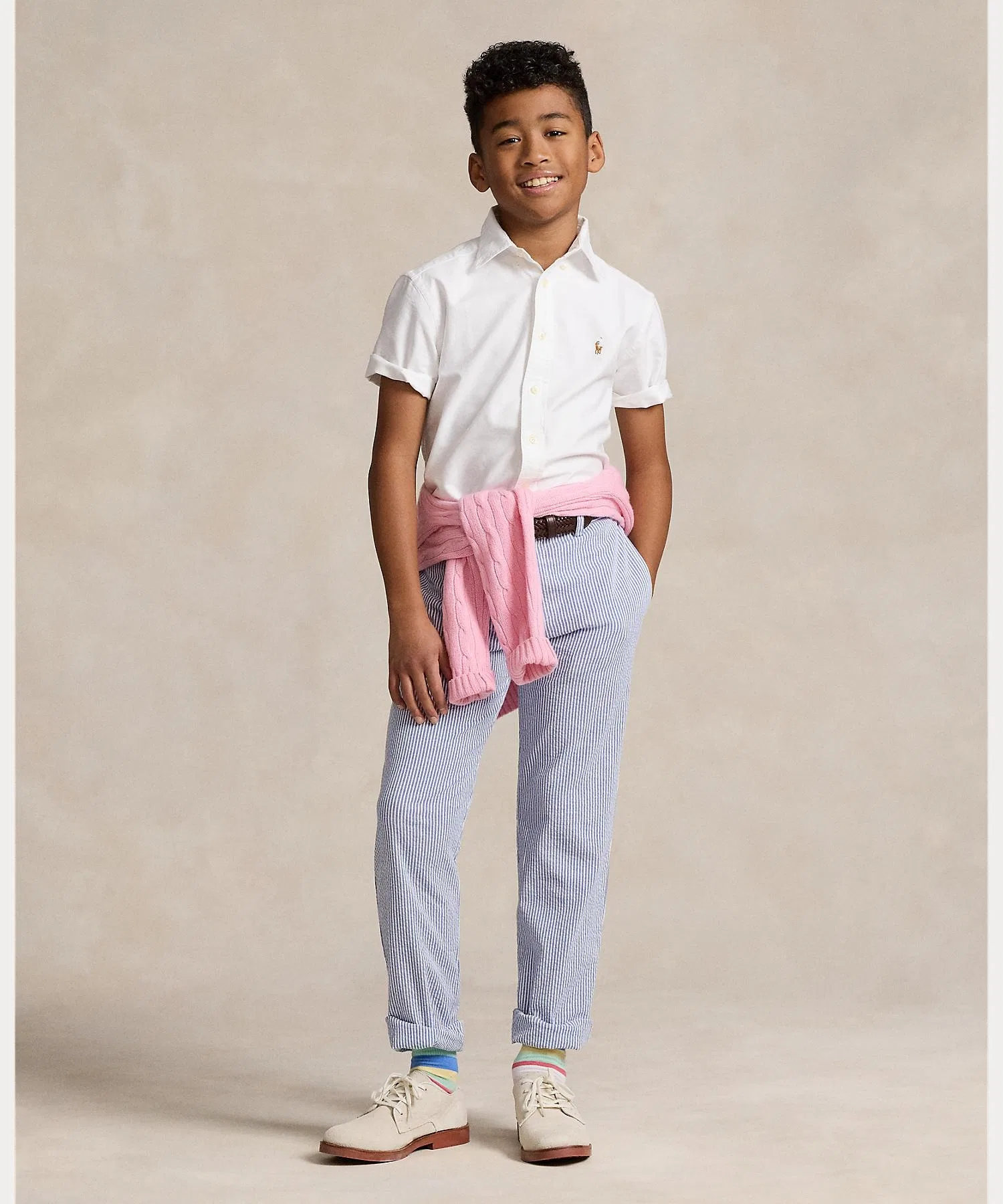 Детская рубашка POLO RALPH LAUREN CHILDRENSWEAR с коротким рукавом — фото 4