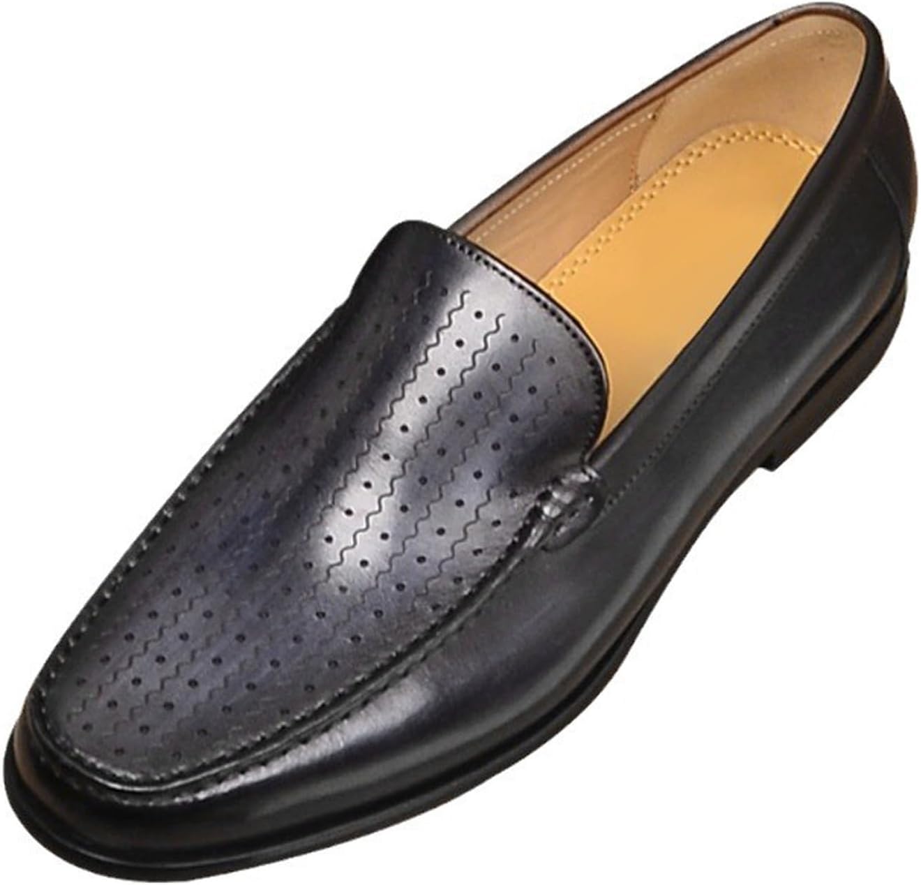 

Мужские слипоны Santimon из натуральной кожи - дышащие и легкие деловые туфли для офиса, работы и официальных мероприятий - нескользящая подошва для комфорта на весь день, черный