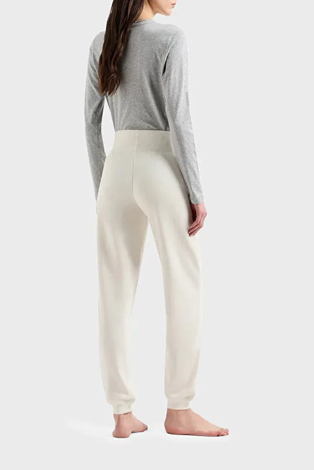Женские брюки хлопковые джоггеры Basics Emporio Armani, Ecru — фото 2