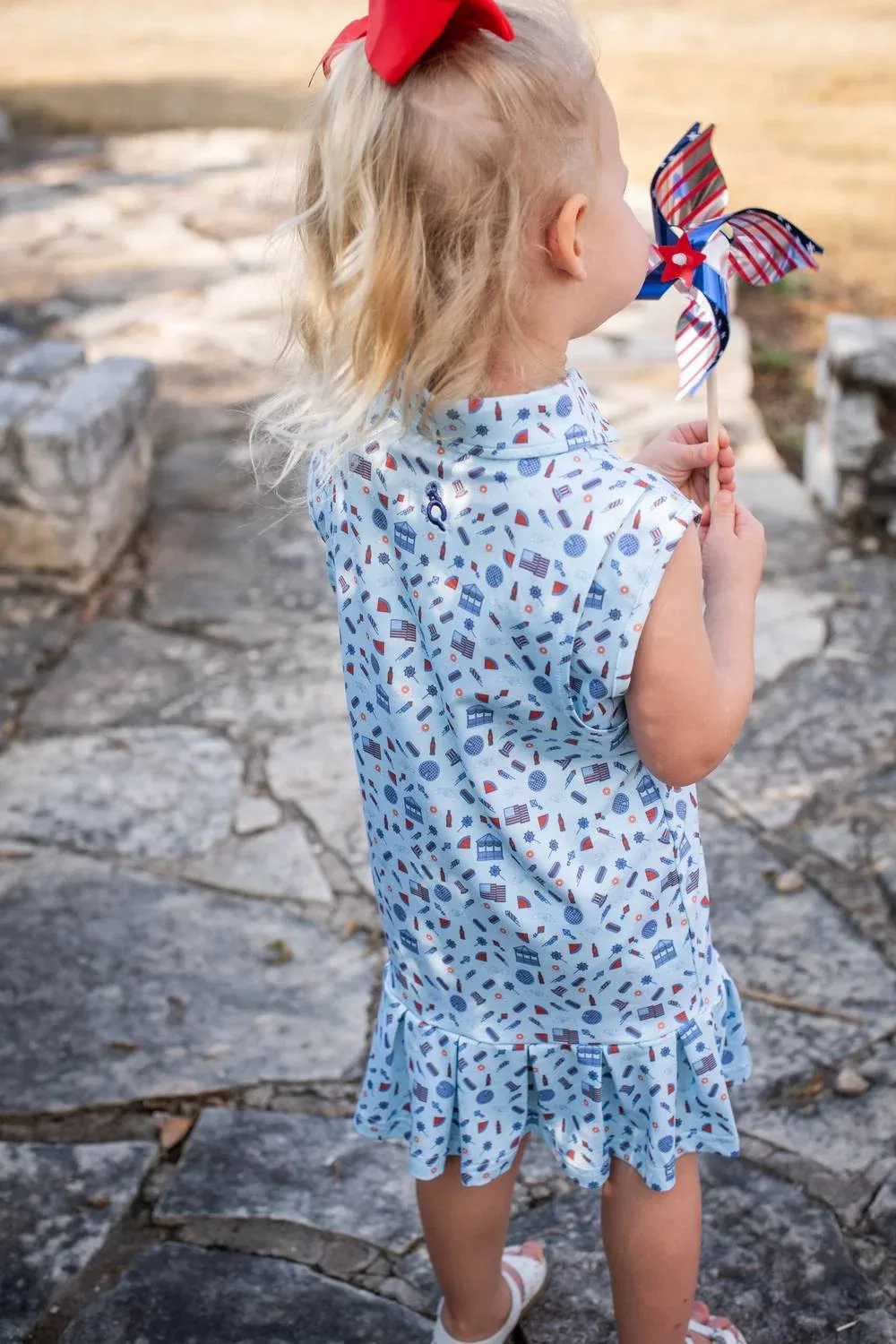 Детское платье-поло без рукавов с защитой UPF 50+ Polo Sleeveless Dress In Stars And Stripess Blue Quail Clothing Co., Stars And Stripess — фото 3