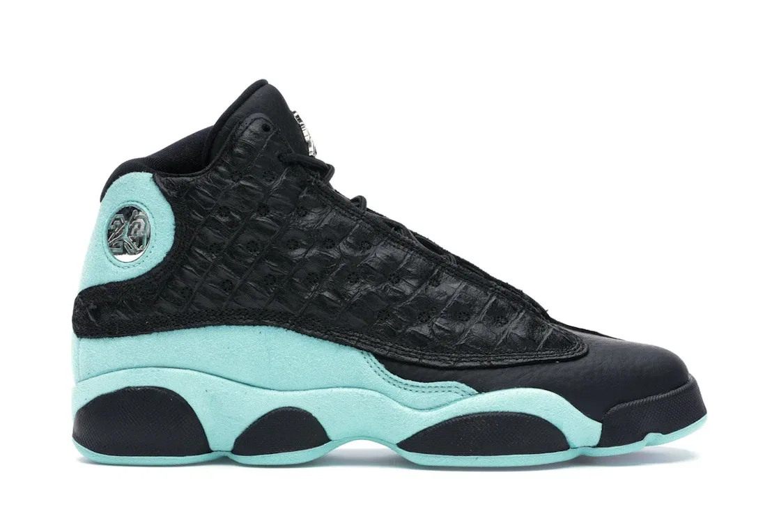 Детские кроссовки с высоким голенищем Jordan 13 Retro Jordan, Black/Metallic Silver-Island Green