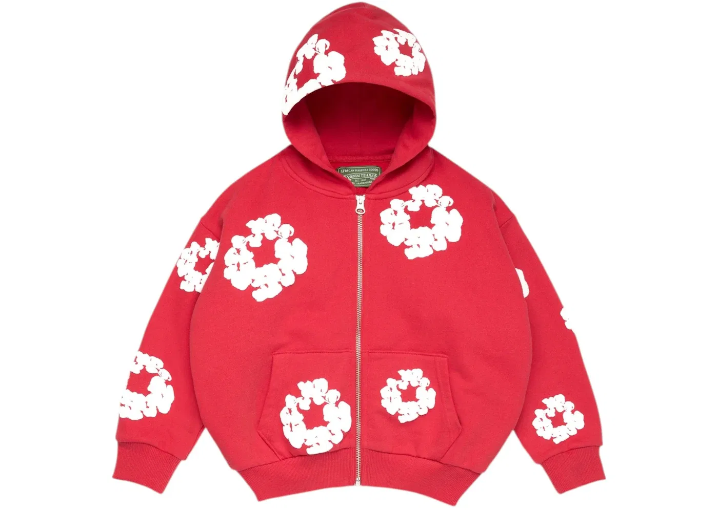 Детская худи с принтом Denim Tears Cotton Wreath Zip Hoodie, Red