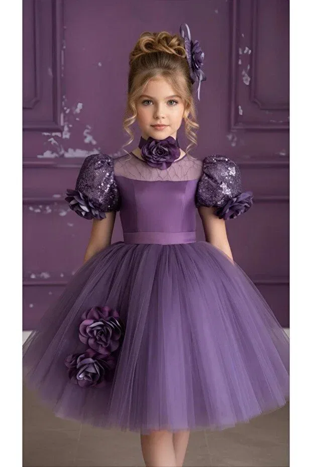 Детское платье для девочек с коротким рукавом-реглан Basics Mc Minicool, Purple — фото 2