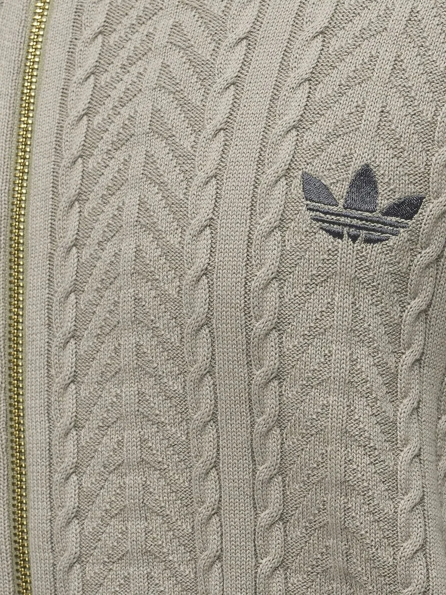 Вязаный кардиган ADIDAS ORIGINALS 'Firebird' цвета хаки — фото 3