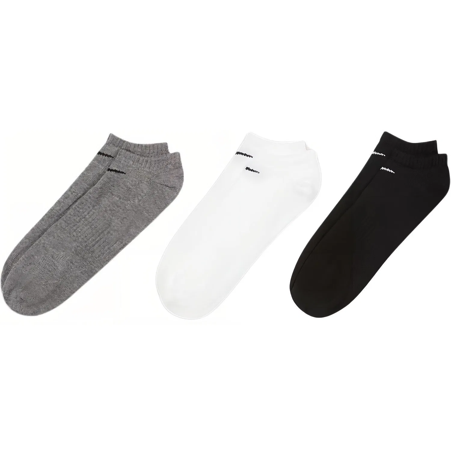 Детские носки-невидимки с логотипом Nike, комплект из 3 пар, Black White Gray