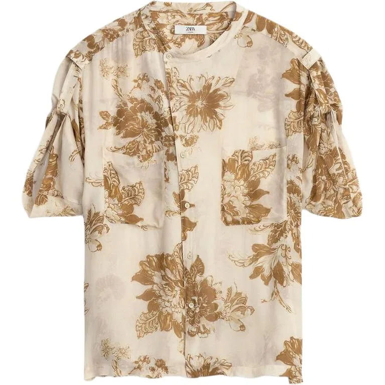 Мужская рубашка с круглым вырезом Multicolor ZARA