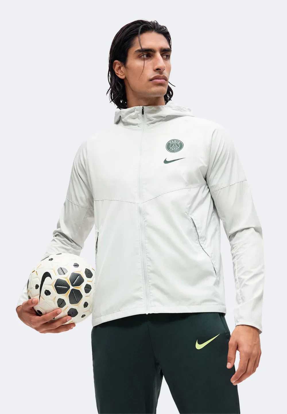 Псж бег - ветровка Nike Performance, Photon Dust/Midnight Green — фото 4