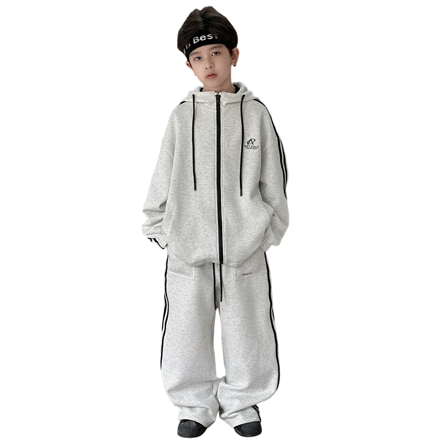 Детский спортивный костюм из футера с капюшоном Lanza, Heather Gray