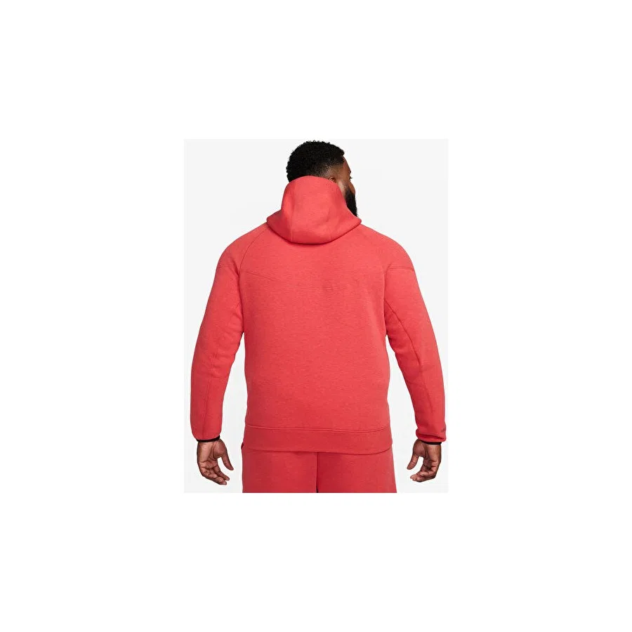 Худи мужское с капюшоном и молнией, флисовое, Nike M Nk Tch Flc Fz Wr Hoodie, Красный — фото 2